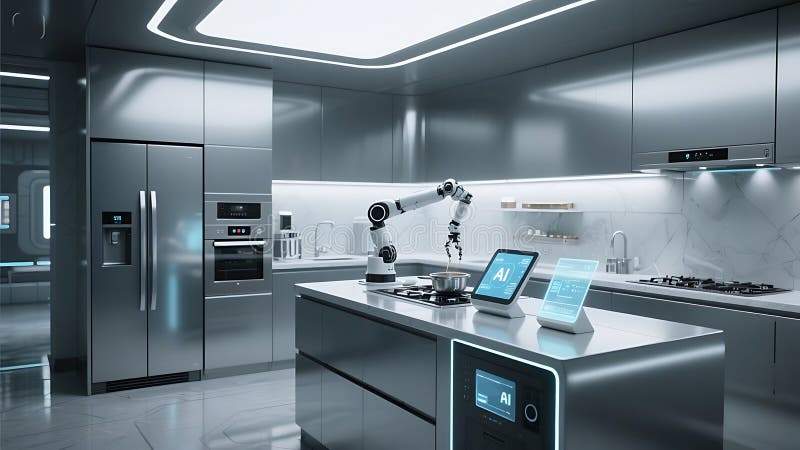AI and IoT powered kitchen technology infographic