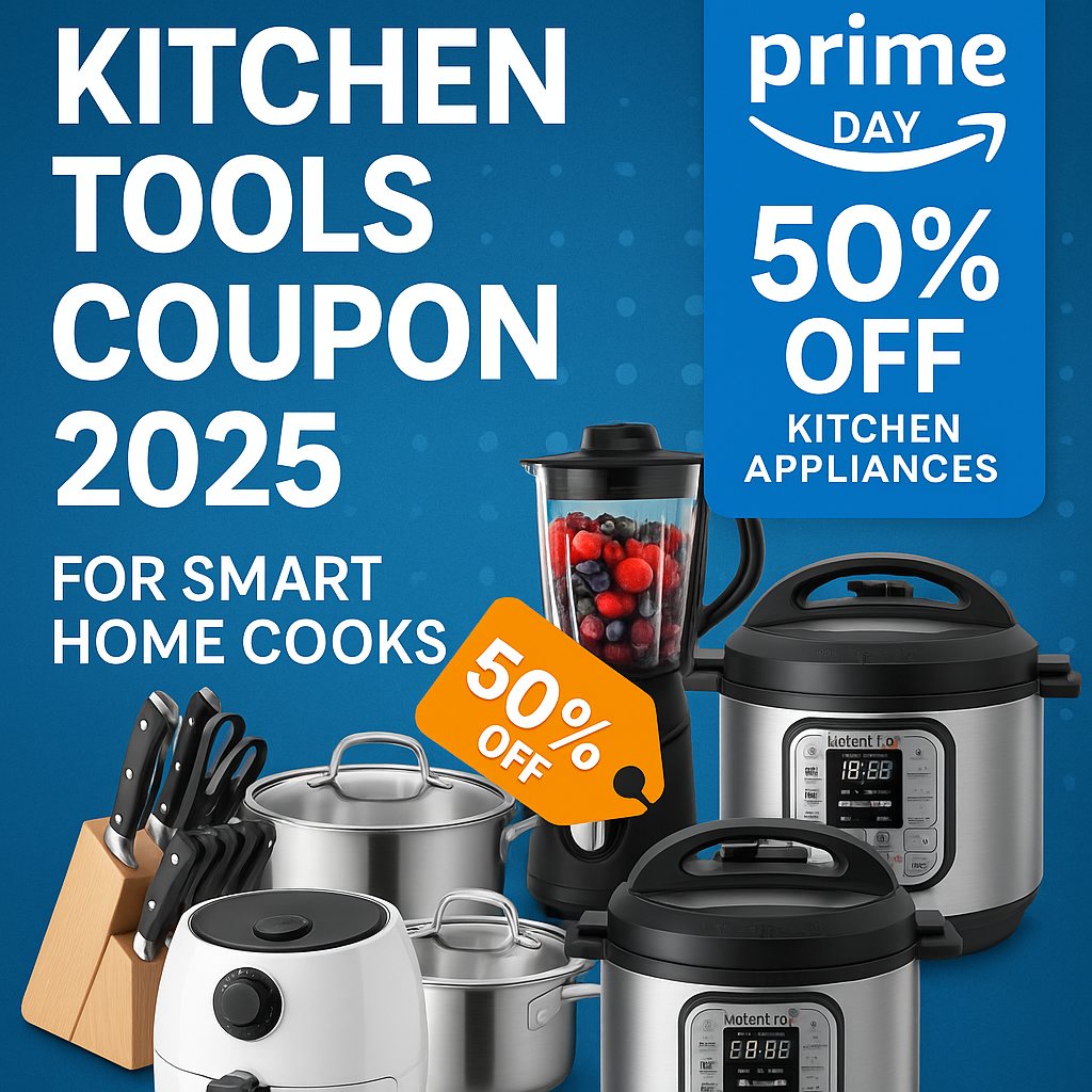 Amazon kitchen tools coupon 2025 hero image showcasing top discounted gadgets