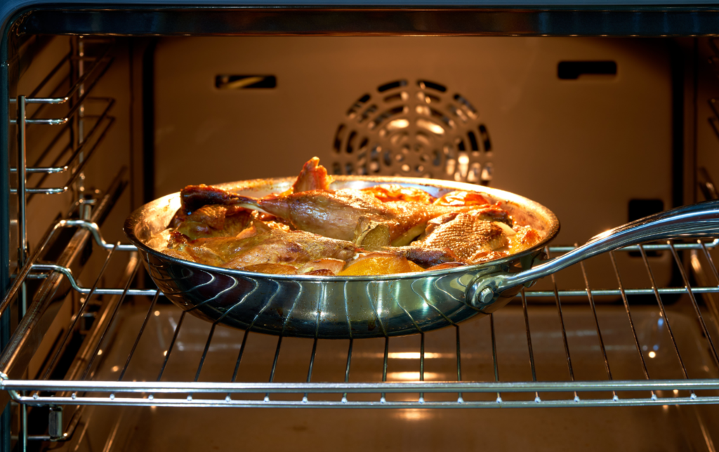 Beginner preheating oven for consistent cooking results.
