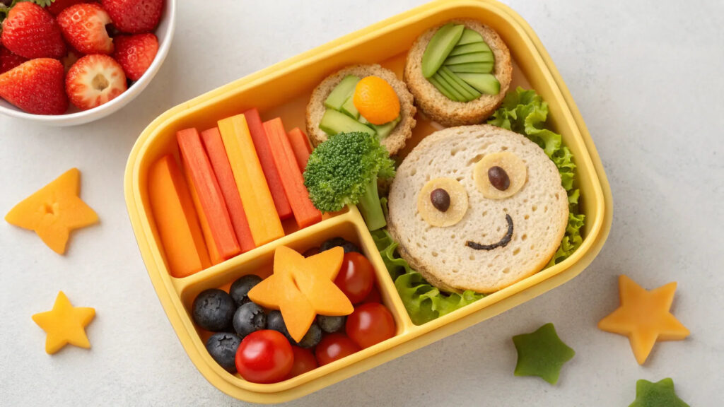 Kid-friendly family meal prep with fun bento boxes and hidden vegetables.