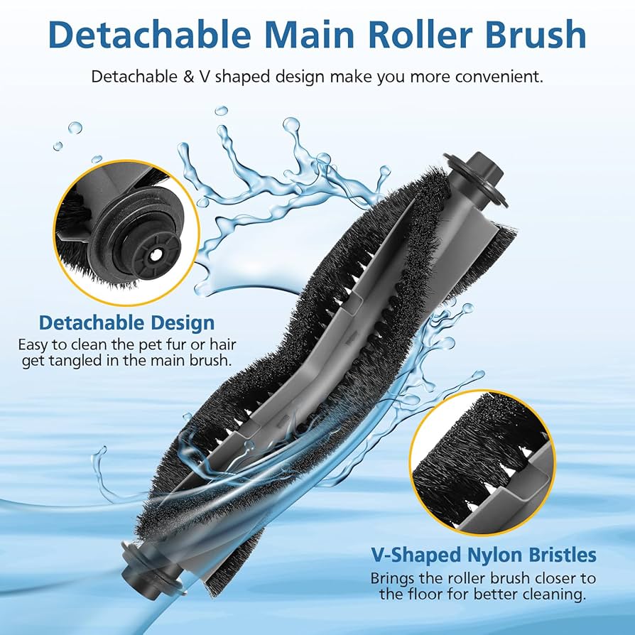 Robot vacuum maintenance cleaning brush and replacing HEPA filter