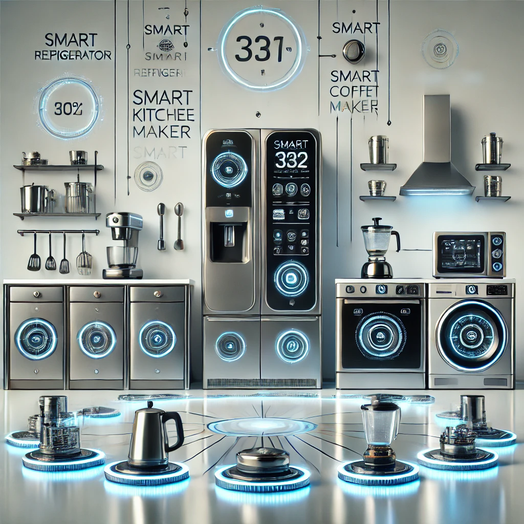 Smart kitchen gadgets of 2025 including AI oven, smart fridge, and touchscreen blender